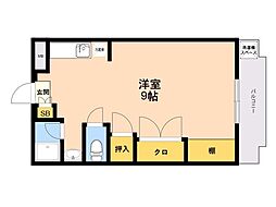 ライジングハラダ ワンルームの間取図画像