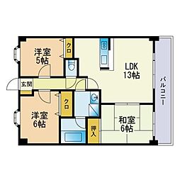 トーソンビル 3LDKの間取図画像