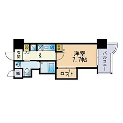 アクタス六本松タワー 1Kの間取図画像