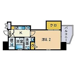 アクタス六本松アネックス 1Kの間取図画像