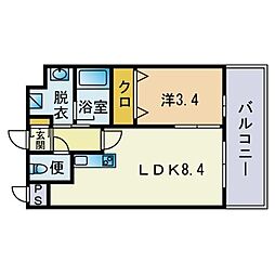 クラシックコート鳥飼 1LDKの間取図画像