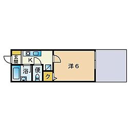 ルミナス茶山 1Kの間取図画像