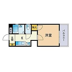 モンレーヴ別府1 1Kの間取図画像