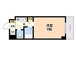 パンルネックスクリスタル福大東 1Kの間取図画像
