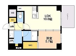 CREST西新 1LDKの間取図画像