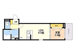 robot home 西新 1LDKの間取図画像