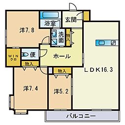 パインコート城西 3LDKの間取図画像