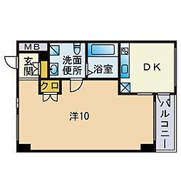 KDXレジデンス西新 1DKの間取図画像