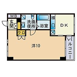 KDXレジデンス西新 1DKの間取図画像