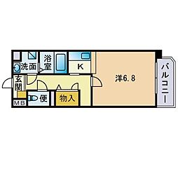 SKコーポ02 1Kの間取図画像