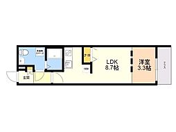 quador西新城西 1LDKの間取図画像