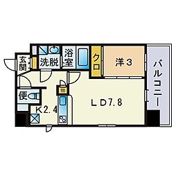 ネストピア西新 1LDKの間取図画像