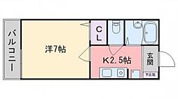 セジュール・オン室見 1Kの間取図画像