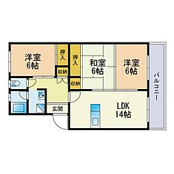阿部ビル 3LDKの間取図画像