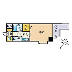 ライオンズマンション西新第5 1Kの間取図画像