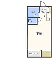 アスティ室見 1Kの間取図画像