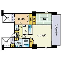 カルシア室見トゥルーム 2LDKの間取図画像