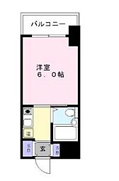 ロマネスク西新オレンジ通り 1Kの間取図画像