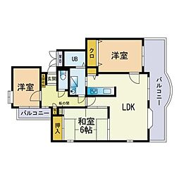 ウェルス藤崎 3LDKの間取図画像