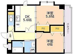 プレミール浜地 2DKの間取図画像