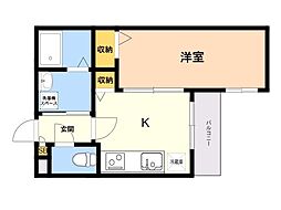 comfort藤崎 1Kの間取図画像