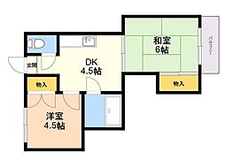 レジデンス津那 2DKの間取図画像