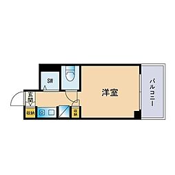 テングッド昭代NEXT ワンルームの間取図画像