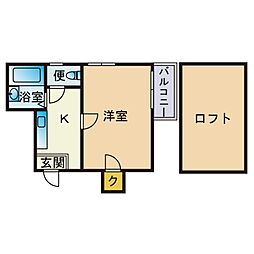 レディバック西新 1Kの間取図画像