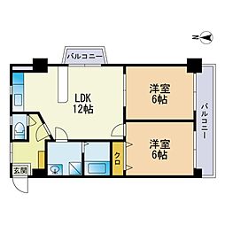 アリエス室見 2LDKの間取図画像
