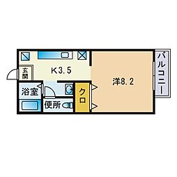 エーデルハイム原 ワンルームの間取図画像