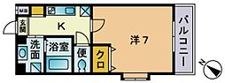 シャローム室見 1Kの間取図画像