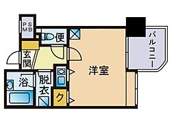 アルファコンフォート福岡西新 ワンルームの間取図画像