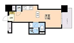 レジディア西新 ワンルームの間取図画像