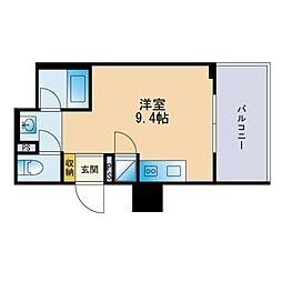 レジディア西新 ワンルームの間取図画像