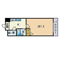 UMIBEビル 1Kの間取図画像