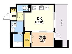 グランフォーレ西新アネックス 1DKの間取図画像