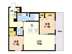 西新ステラレジデンス 2LDKの間取図画像