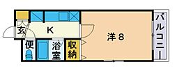 G,Uコート西新南 1Kの間取図画像