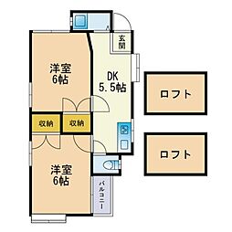 エンゼルス 2DKの間取図画像