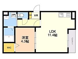福岡市早良区飯倉2丁目アパート 1LDKの間取図画像