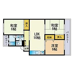 古天神ハイツ 3LDKの間取図画像