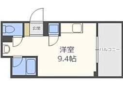 レジディア西新 ワンルームの間取図画像