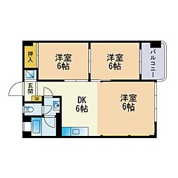 コモダビル 2LDKの間取図画像