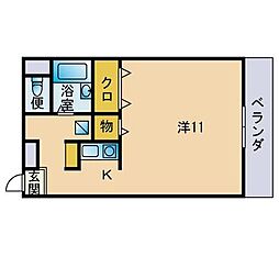 プチメゾン西新ジャスミン館 ワンルームの間取図画像