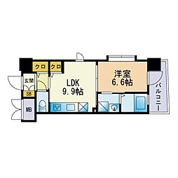 ギャラン荒江 1LDKの間取図画像
