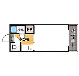 パルコーポB 1Kの間取図画像
