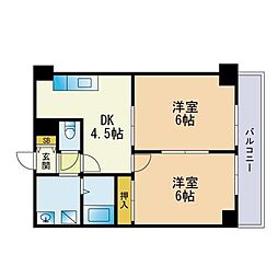 ドゥエム百道 2DKの間取図画像