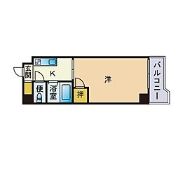 エスポワール城西 1Kの間取図画像