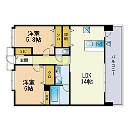 RillaStyle 2LDKの間取図画像