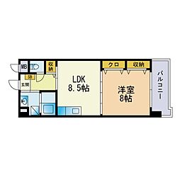 ウェイブレット百道 1LDKの間取図画像